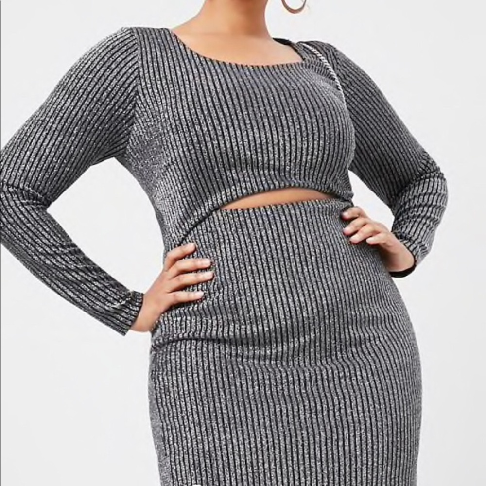 Stripped Metallic Cut Out Dress